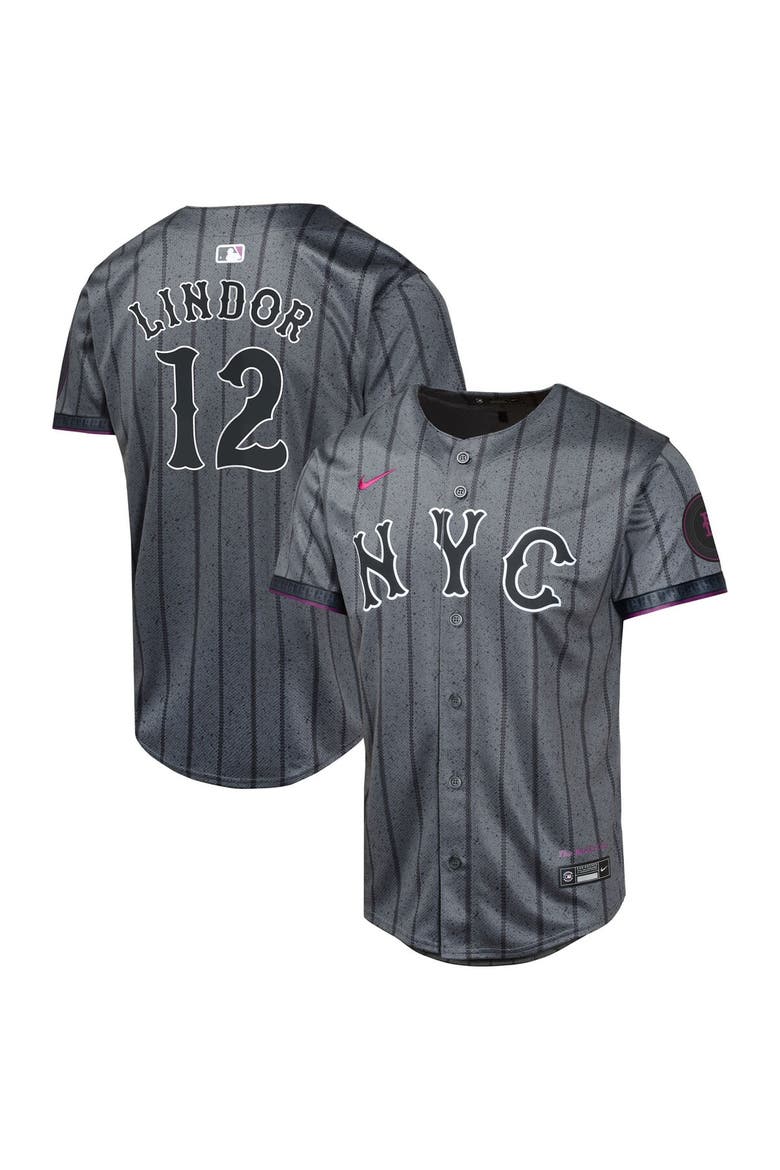 Youth Nike Francisco Lindor Graphite New York Mets 2024 City Connect Limited Player Jersey, Main, color, Graphite