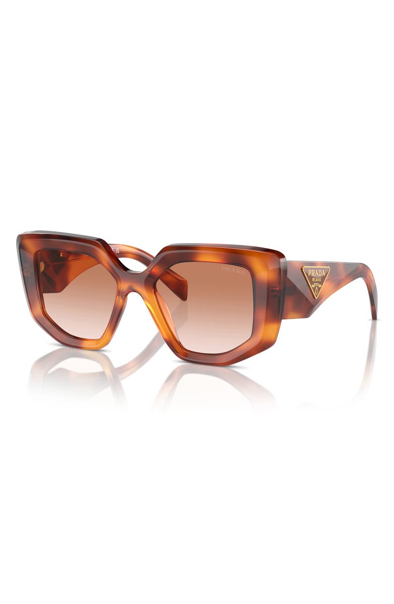 Prada 50mm Rectangular Sunglasses, Alternate, color, Brown Grad