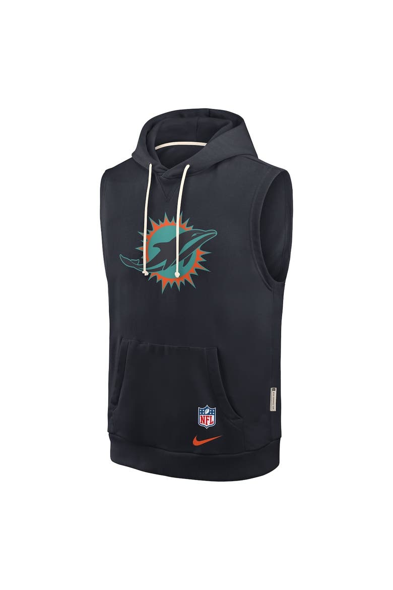 Men's Nike Pitch Blue Miami Dolphins 2025 Rivalries Collection Standard Issue Sideline Dri-FIT Sleeveless Hoodie, Alternate, color, Navy