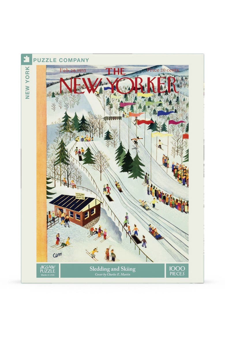 NEW YORK PUZZLE COMPANY Sledding and Skiing 1000 Piece Puzzle, Main, color, NO COLOR