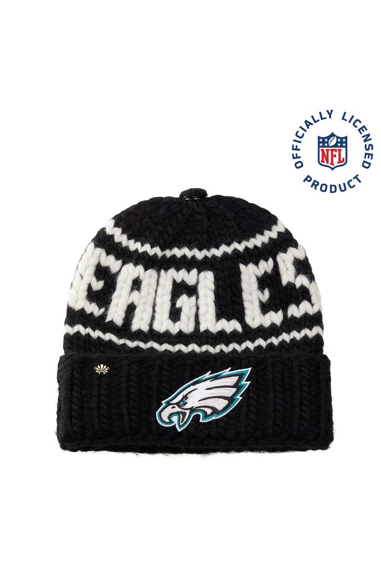 Lele Sadoughi Black Eagles Nfl Beanie With Snap Cover, Main, color, Black 001