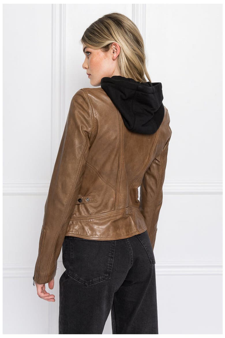 ARLETTE | Leather Biker Jacket, Alternate, color, rawhide