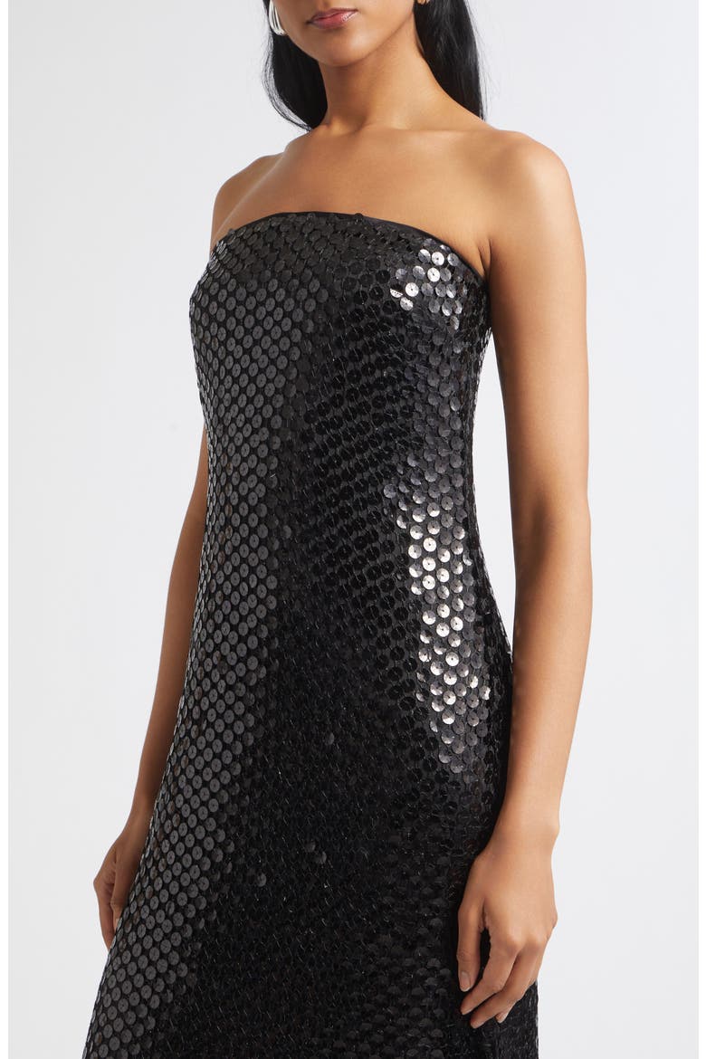 Angel Strapless Sequin Column Gown, Alternate, color, BLACK MESH