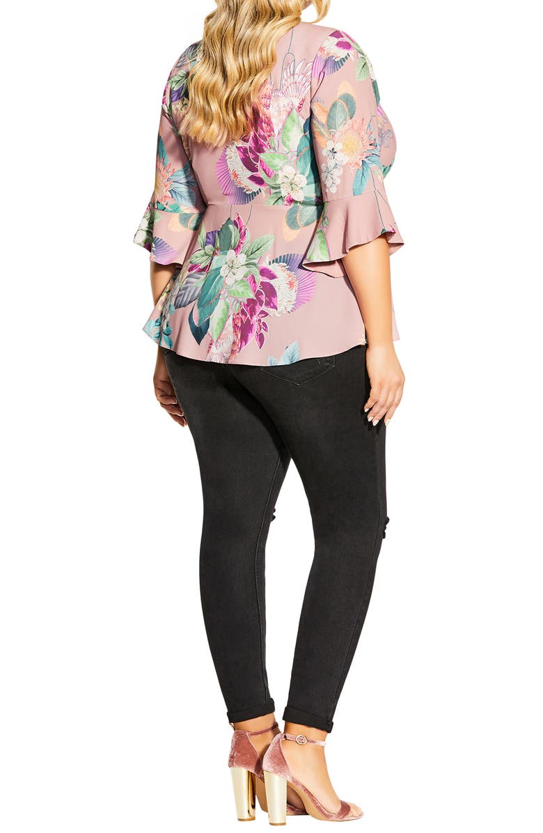 City Chic Floral Peplum Wrap Blouse, Alternate, color,