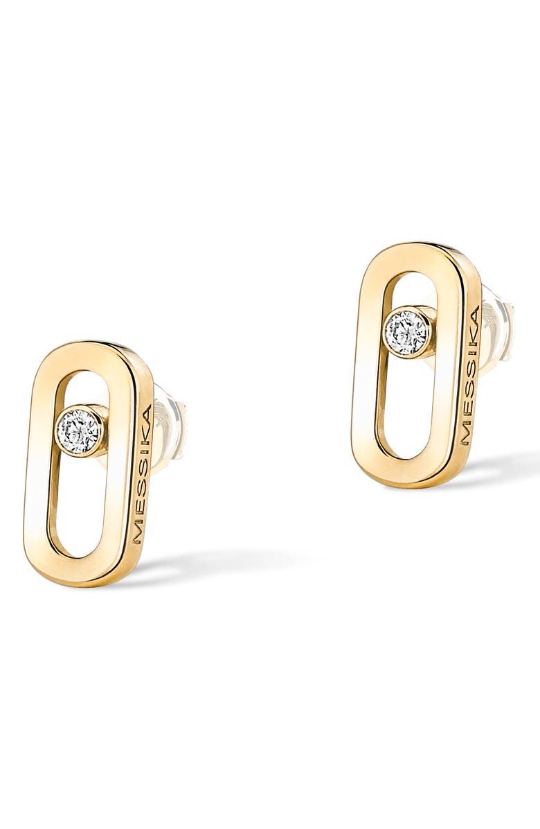 Messika Move Uno Diamond Post Earrings, Main, color, Yellow Gold
