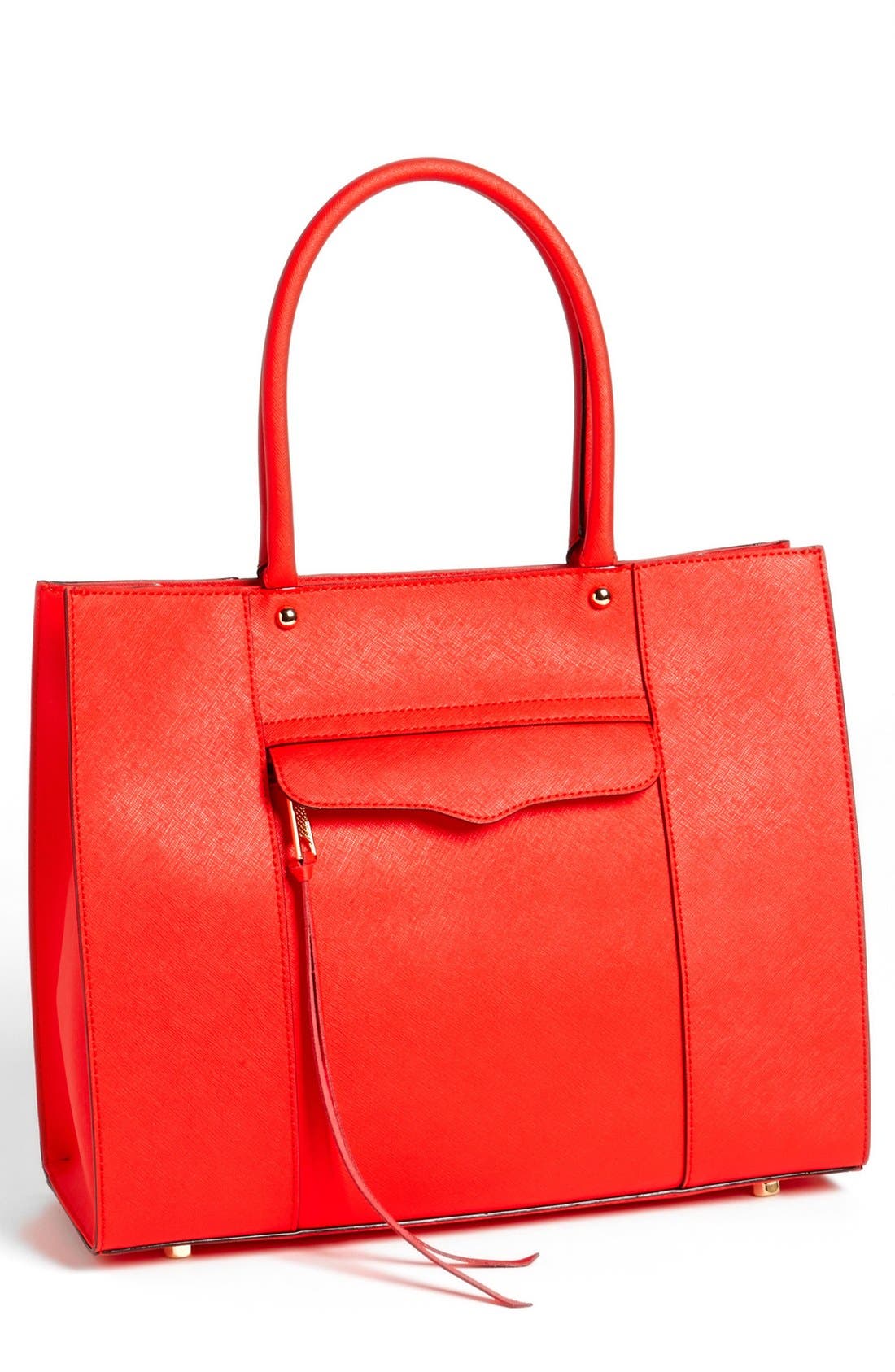 'Medium MAB' Saffiano Leather Tote, Main, color, RED