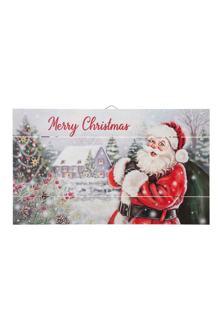 24"L Lighted Wooden Santa Wall Decor, Alternate, color, Red