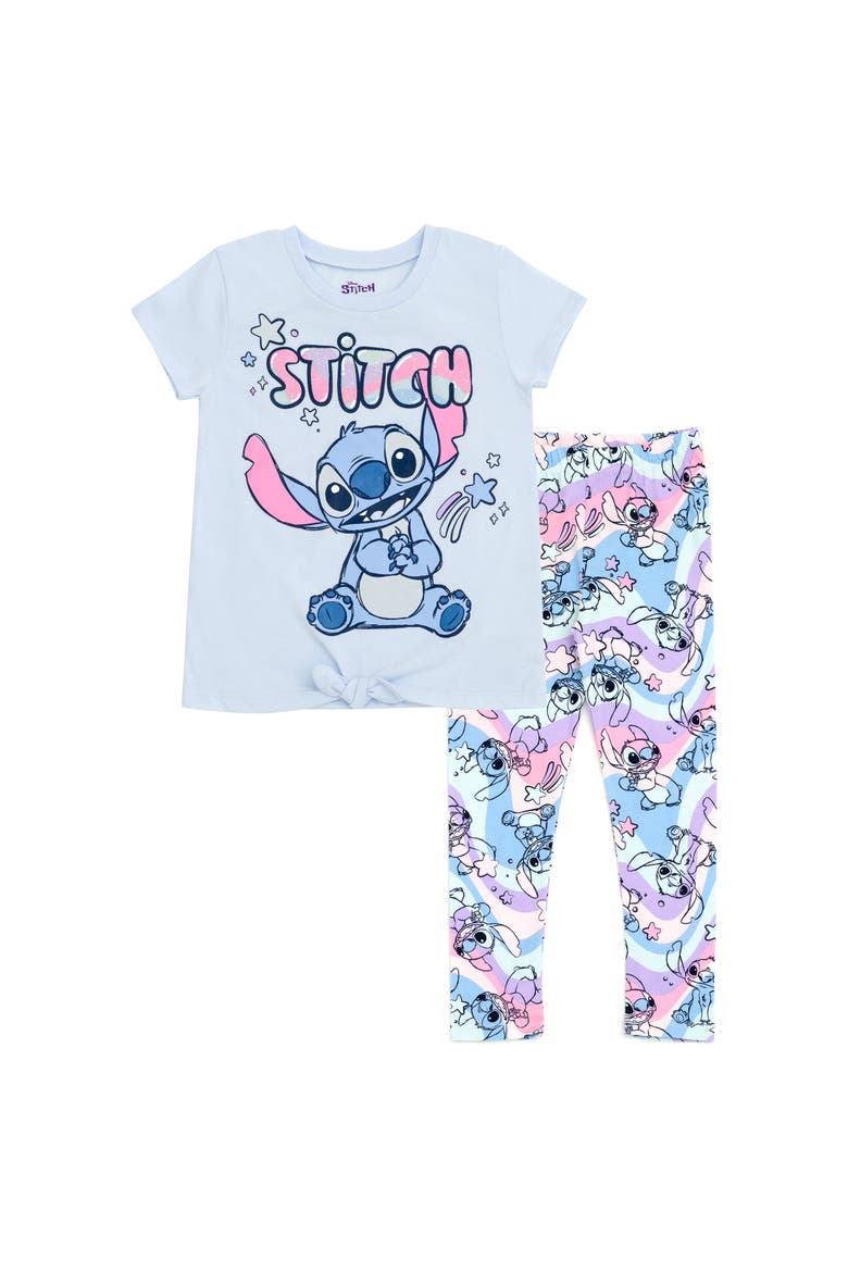 Lilo & Stitch 2-Piece T-Shirt and Pants Set, Main, color, Light Blue Stitch