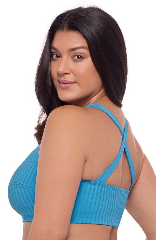 S3 Ribbed Scoopneck Crossback Bikini Top In Lake Blue