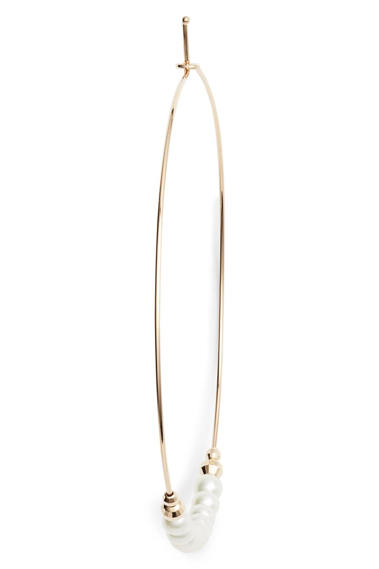 Pearl Hoop Earrings, Alternate, color, GOLD/ PEARL