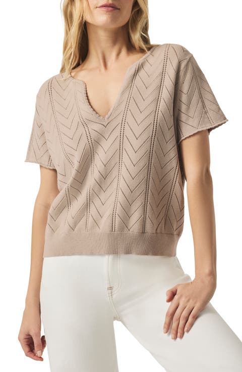 Sabrina Pointelle Short Sleeve Sweater