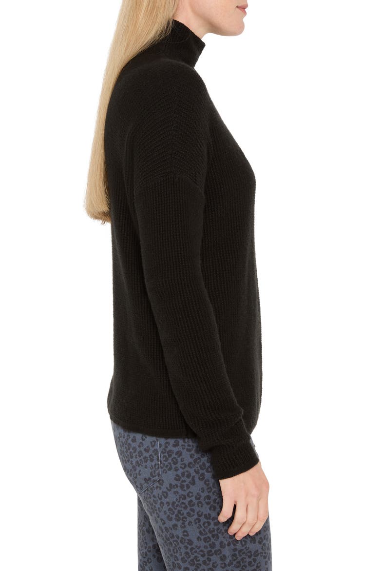 Waffle Stitch Tuck Sweater, Alternate, color, BLACK ONYX