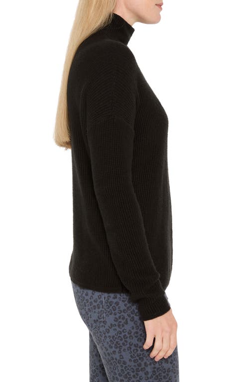 Nic + Zoe Nic+zoe Waffle Stitch Tuck Sweater In Black