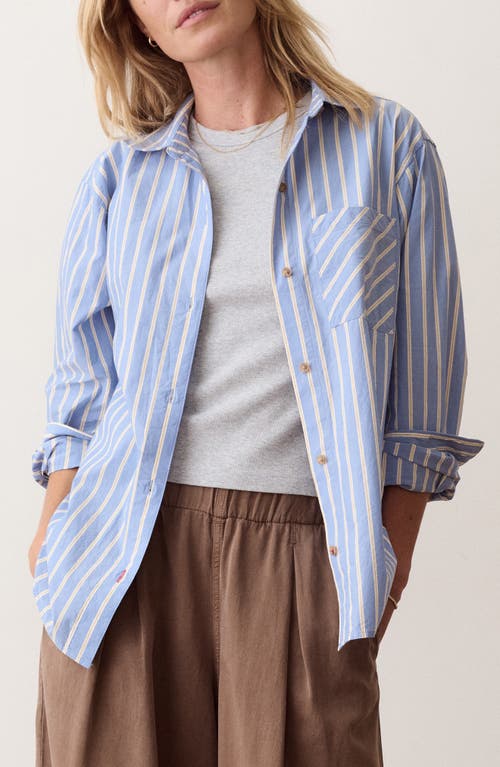 Marine Layer Jane Relaxed Striped Shirt In Blue Stripe