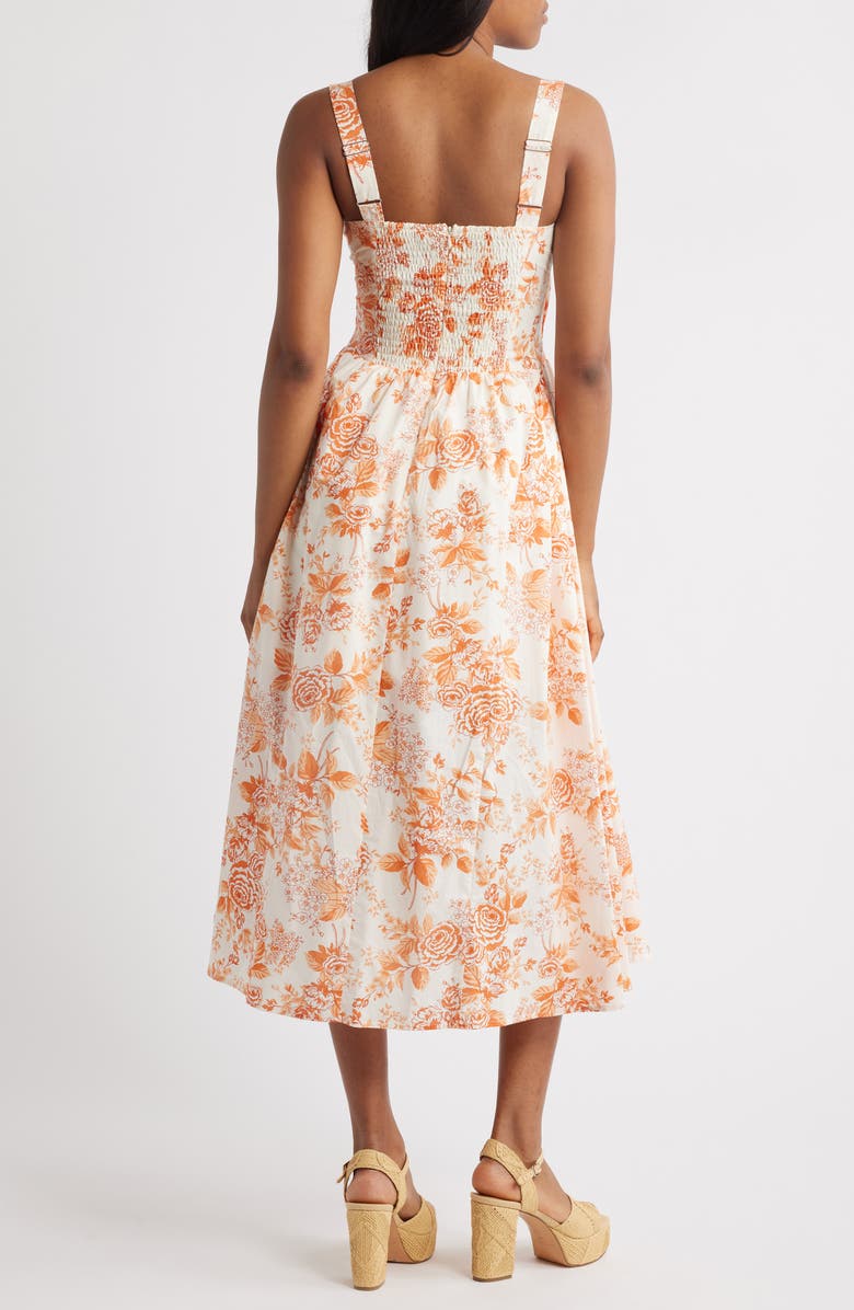 MOON RIVER Floral Print Sleeveless Maxi Dress, Alternate, color, Orange Multi