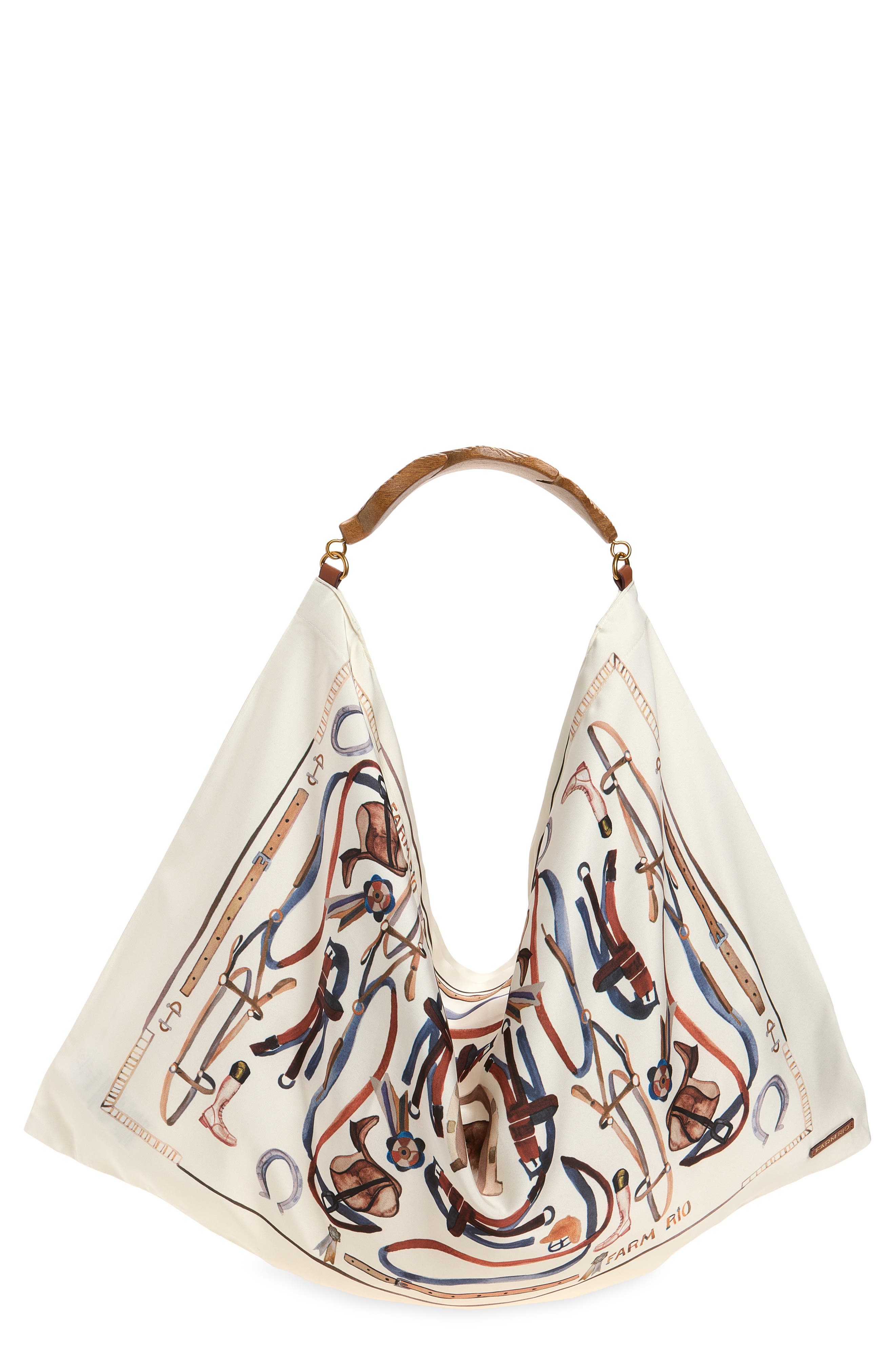 Medium Satin Scarf Bag, Main, color, EQUESTRIAN SCARF WINTER WHITE
