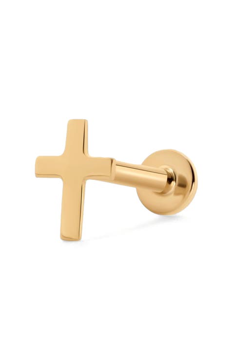14k Cross Stud Earring (Flat Back)