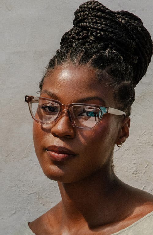 Mohala Eyewear Noelani 53mm Low Nose Bridge Wide Width Cat Eye Optical Glasses In Shell/clear Lenses