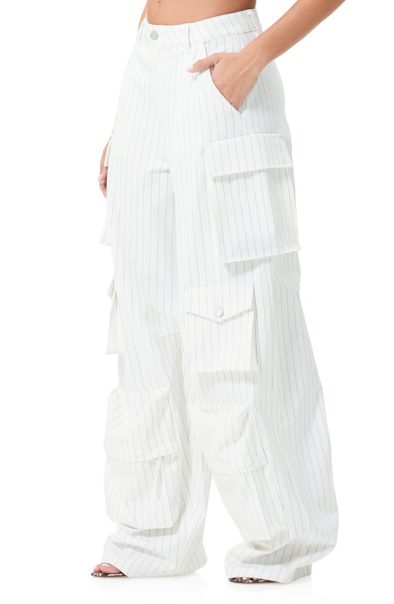 AFRM Parker Pinstripe Wide Leg Cargo Pants, Alternate, color, 