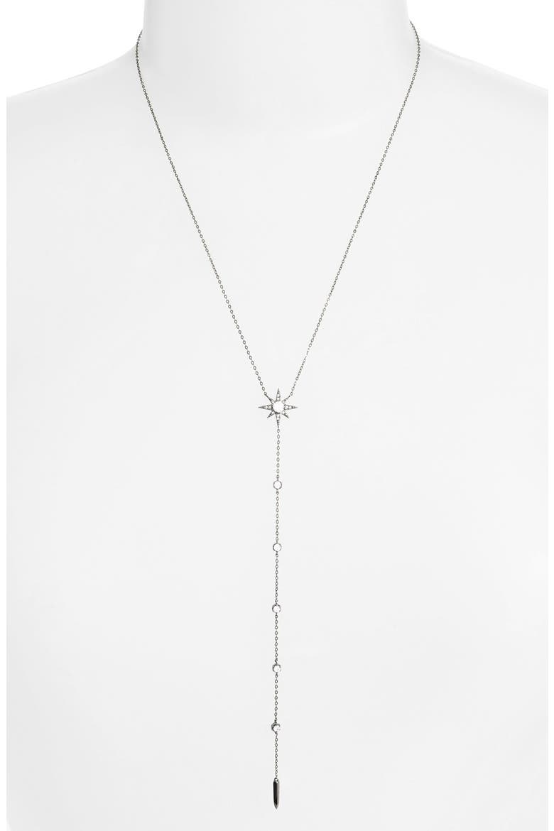 'Starry Night' Y-Necklace, Main, color, BLACK