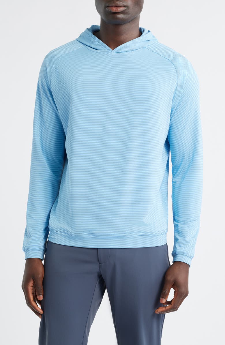 Peter Millar Pine Sugar Stripe Performance Hoodie, Main, color, Evening Tide