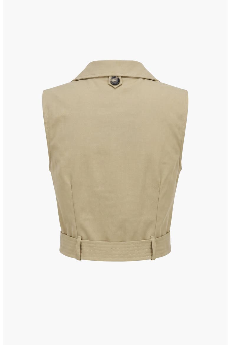 Convertible Cape Trench Vest with Double Breasted Front and Belt, Alternate, color, Khaki