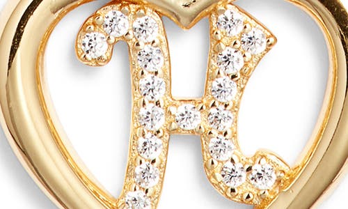 Argento Vivo Sterling Silver Heart Cubic Zirconia Initial Pendant Necklace In Gold