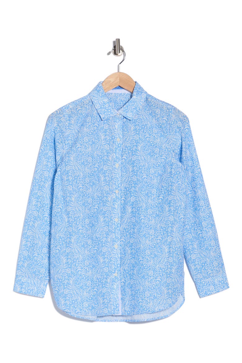 Britt Button Front Shirt, Alternate, color, BLUE/ WHITE
