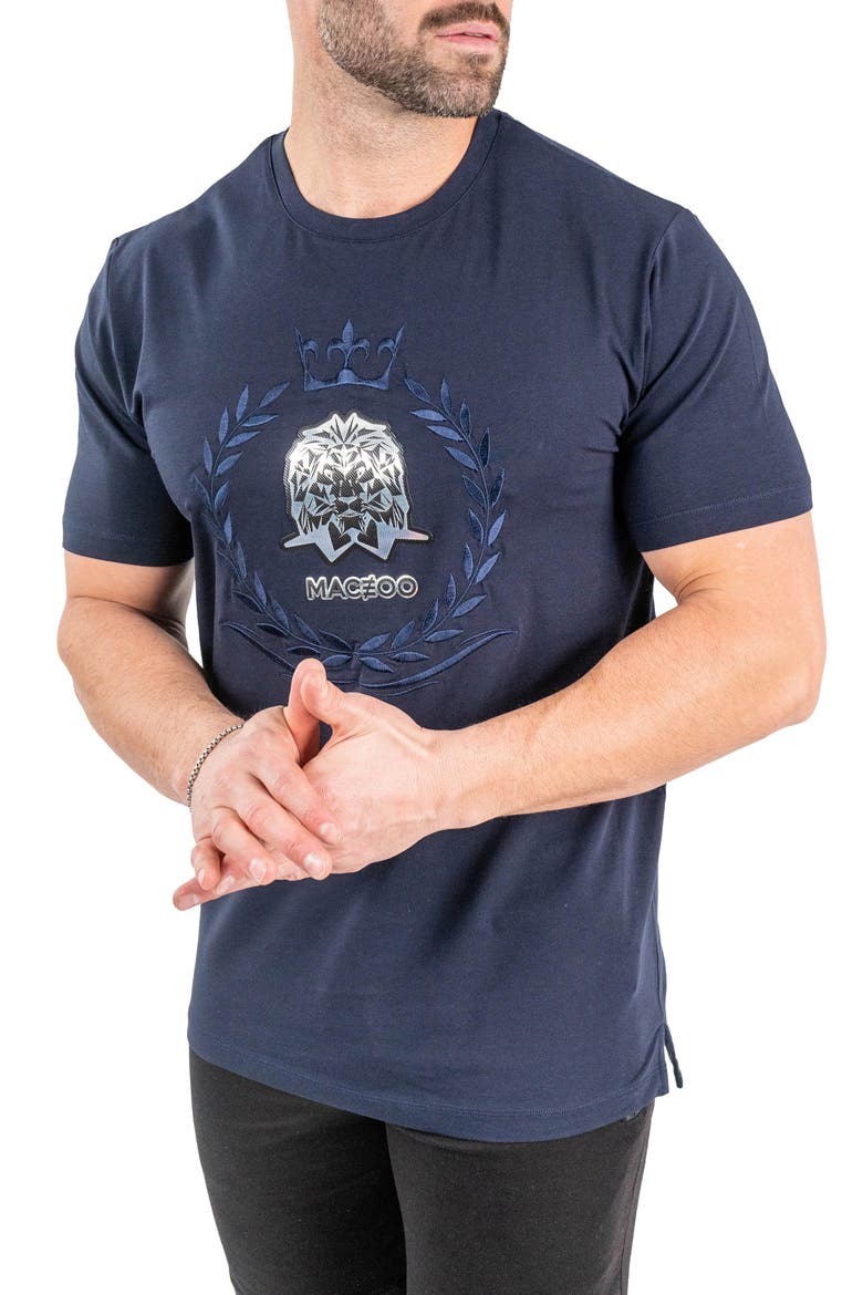Lion Crown Cotton Graphic T-Shirt, Alternate, color, BLUE