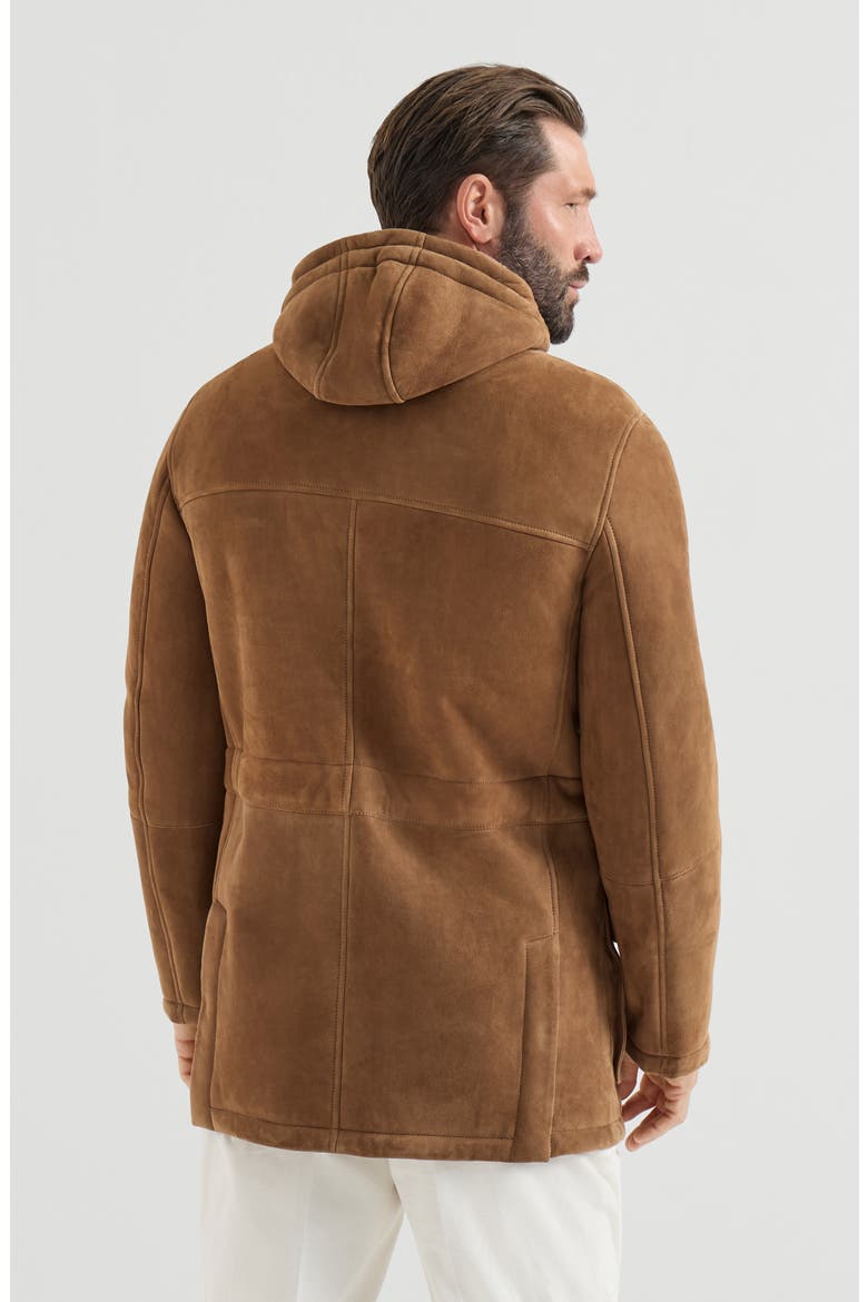 Suede curly shearling parka, Alternate, color, Brown