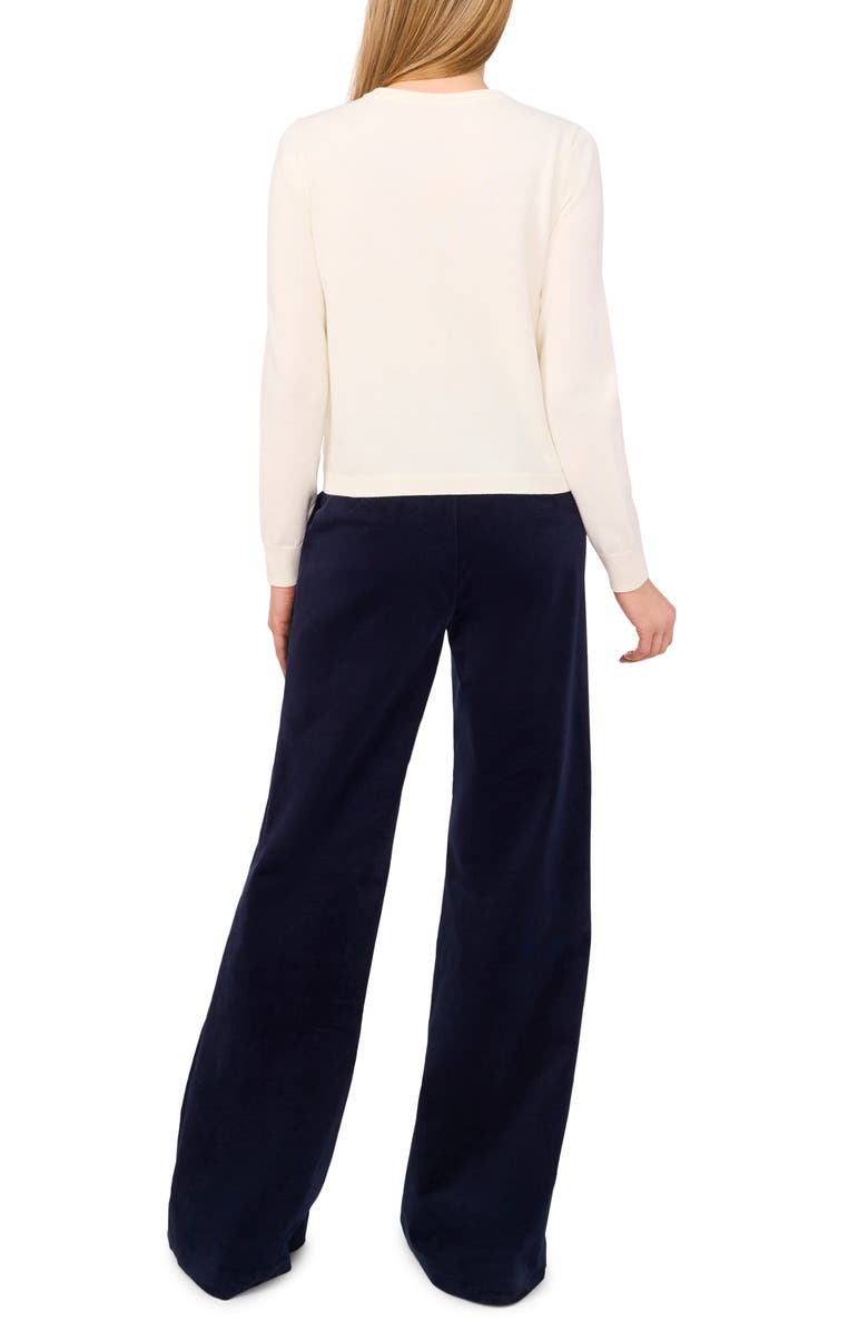 Ted Baker Geo Print Crewneck Cardigan, Alternate, color, Vanilla Ice