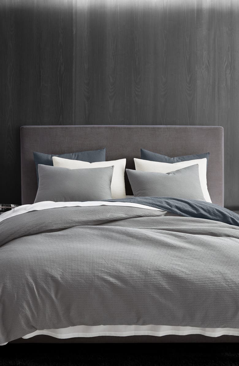 Vera Wang Waffle Piqué Duvet Cover & Sham Set, Alternate, color, Pewter
