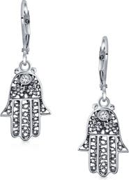 BLING JEWELRY Sterling Silver Hamsa Drop Earrings