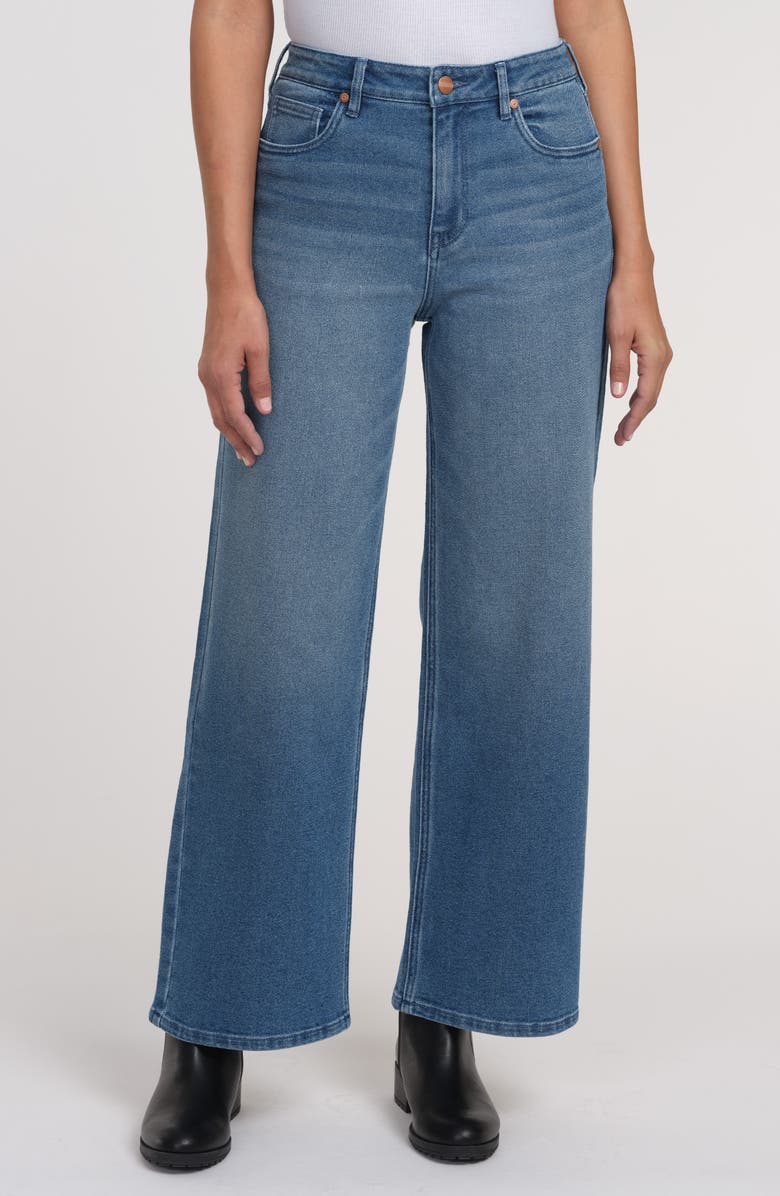 Sanctuary Denim Ekara Mid Rise Slim Wide Leg Jeans, Main, color, Medium Wash