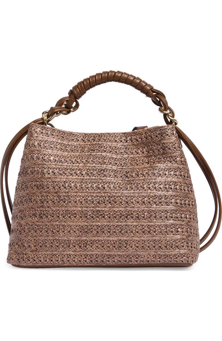 BCBG Woven Double Compartment Satchel, Main, color, Chocolate
