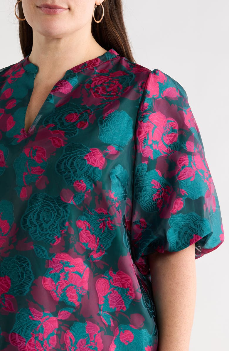 SUGARLIPS Kaelani Floral Jacquard Top, Alternate, color, Teal-Pink