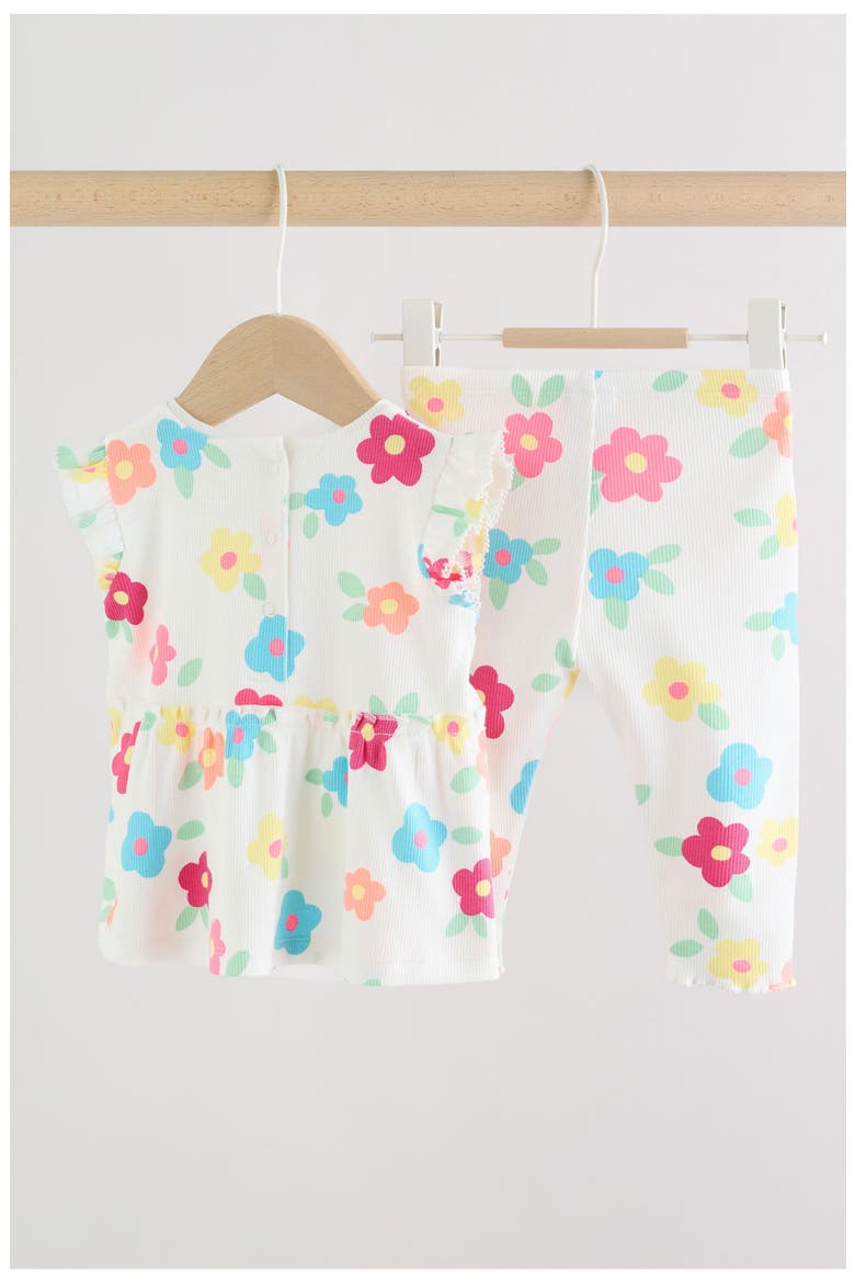 Floral Print Sleeveless Top & Leggings, Alternate, color, WHITE