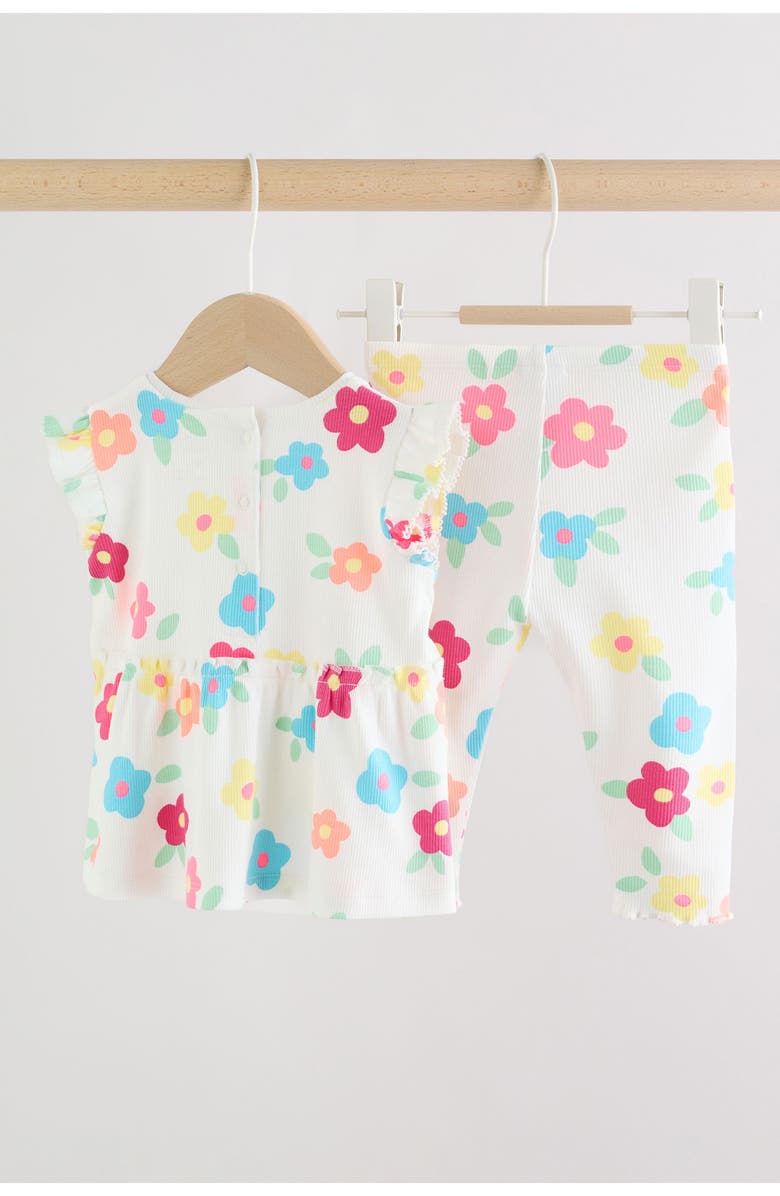 NEXT Floral Print Sleeveless Top & Leggings, Alternate, color, White