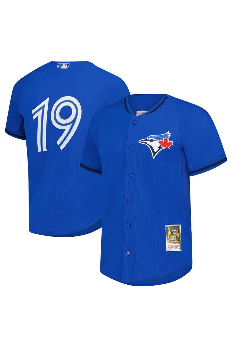 Men's Mitchell & Ness Jose Bautista Blue Toronto Blue Jays Authentic Batting Practice Jersey, Main, color, Blue