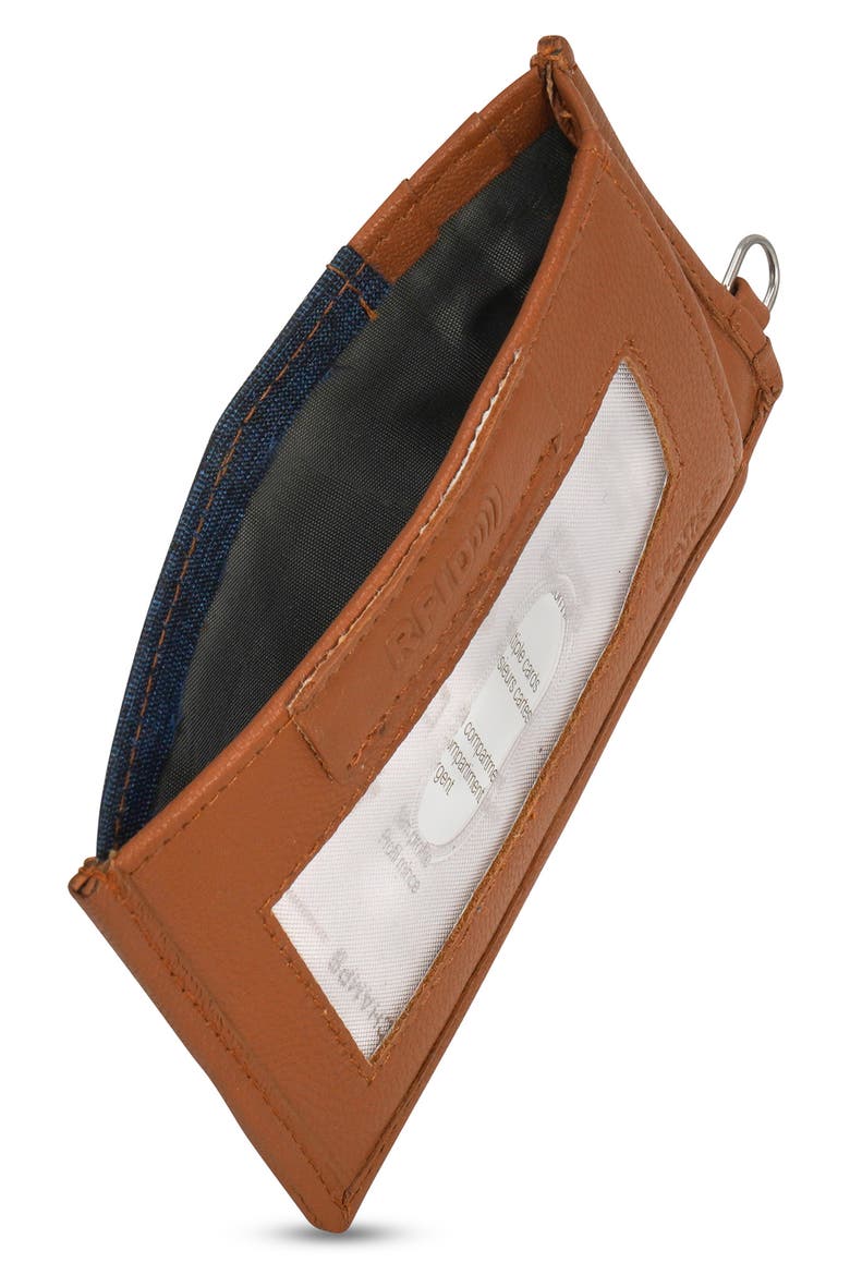 Denim Slim Card Holder, Alternate, color, TAN/ BLUE