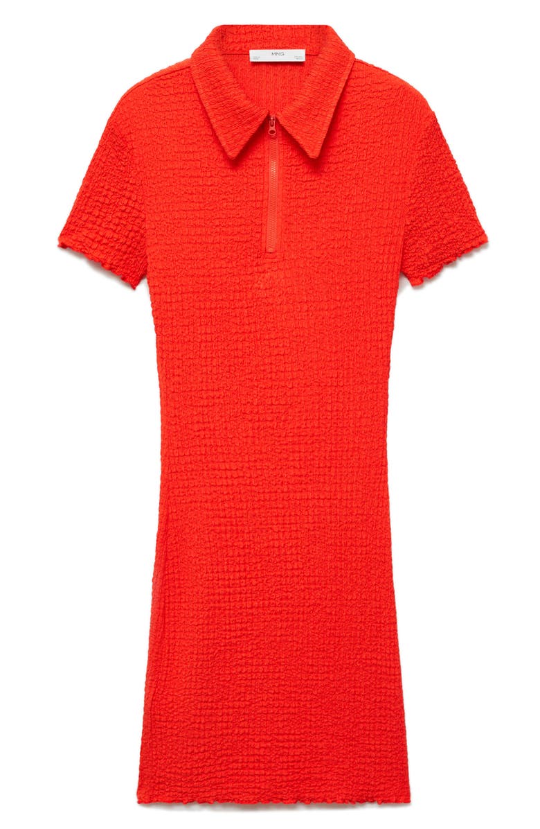 MANGO Textured Body-Con Polo Dress, Alternate, color, Orange
