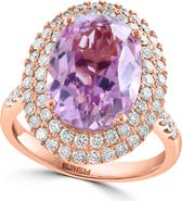 EFFY 14K Rose Gold Diamond & Kunzite Halo Cocktail Ring
