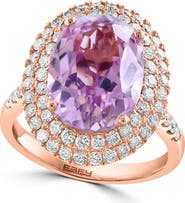 EFFY 14K Rose Gold Diamond & Kunzite Halo Cocktail Ring