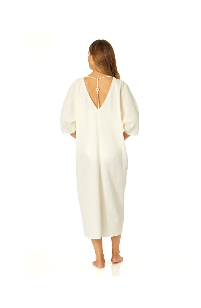 Anne Cole Women's Double V Neck Kaftan Cover Up, Alternate, color, Gardenia