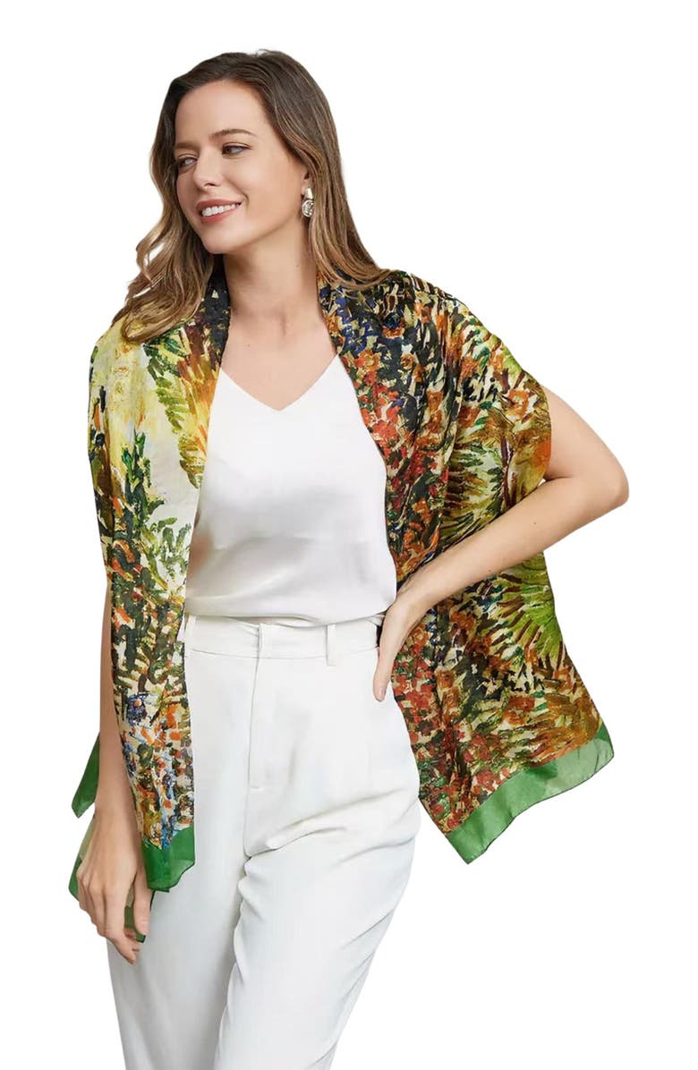 SILKSILKY Pure Silk Oil Painting Rectangle Scarf, Alternate, color, Multi