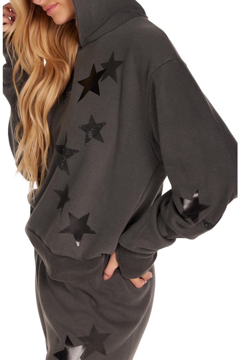 Lainey Black Crystal Multi Stars Hoodie, Alternate, color, Pigment Black