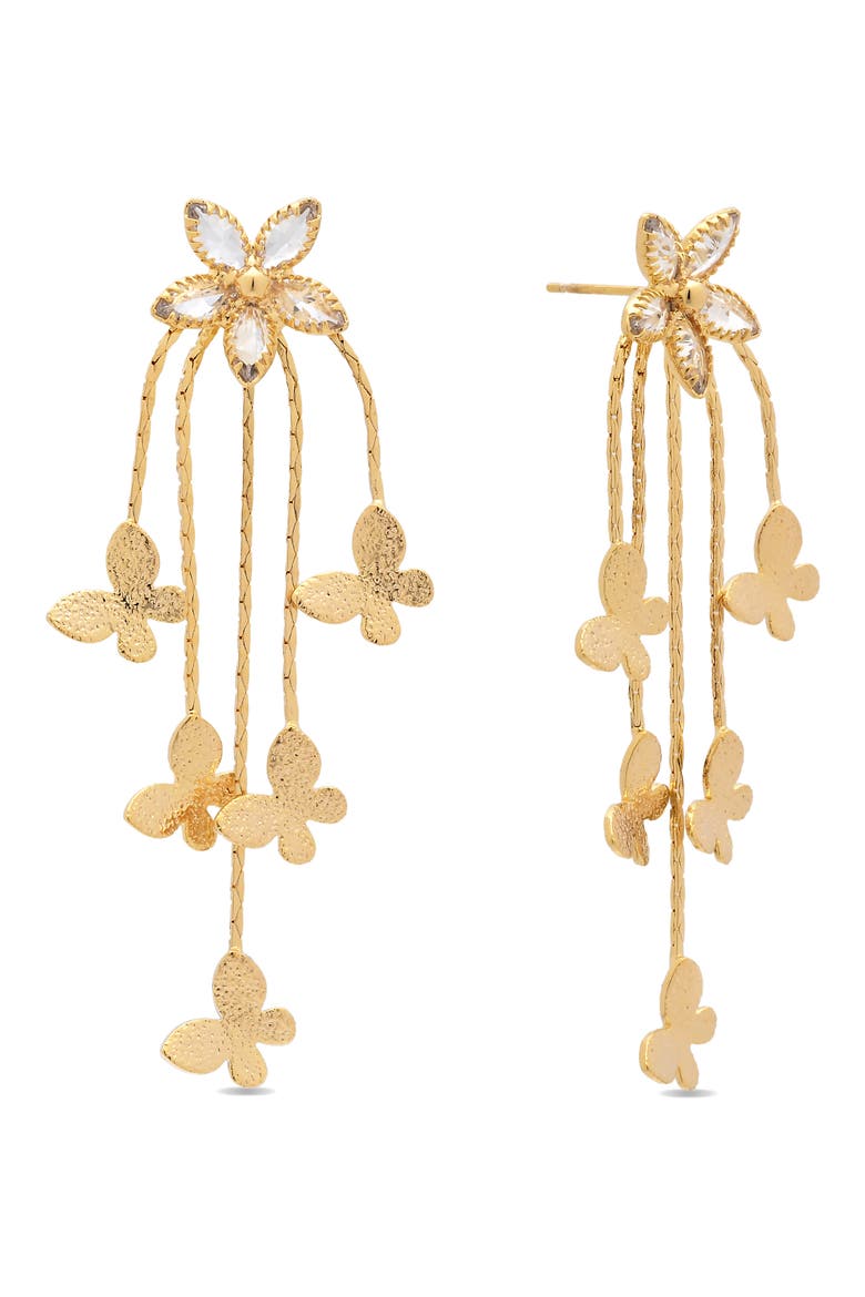 Soraya Flutter Fringe Drop Earrings, Main, color, GOLD