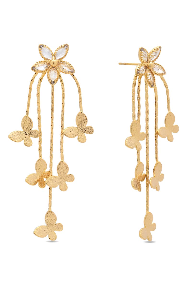 EYE CANDY LOS ANGELES Soraya Flutter Fringe Drop Earrings, Main, color, Gold