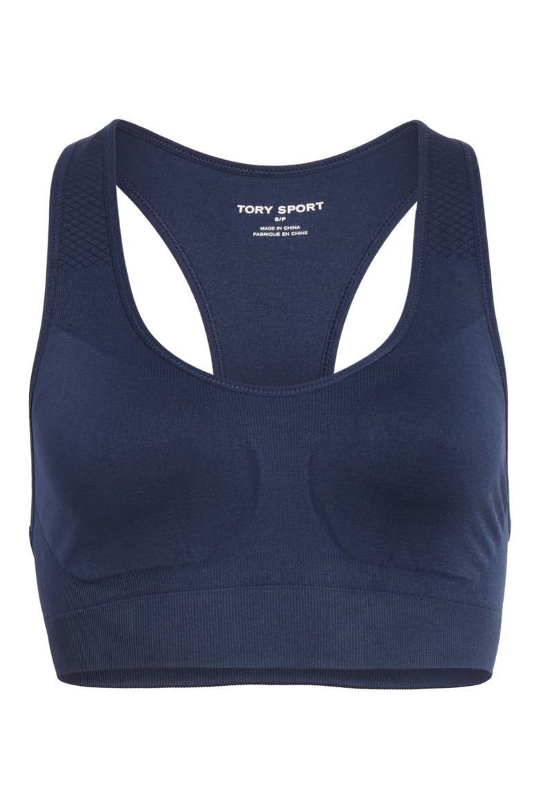Tory Sport Seamless Racerback Bra, Alternate, color, TORY NAVY