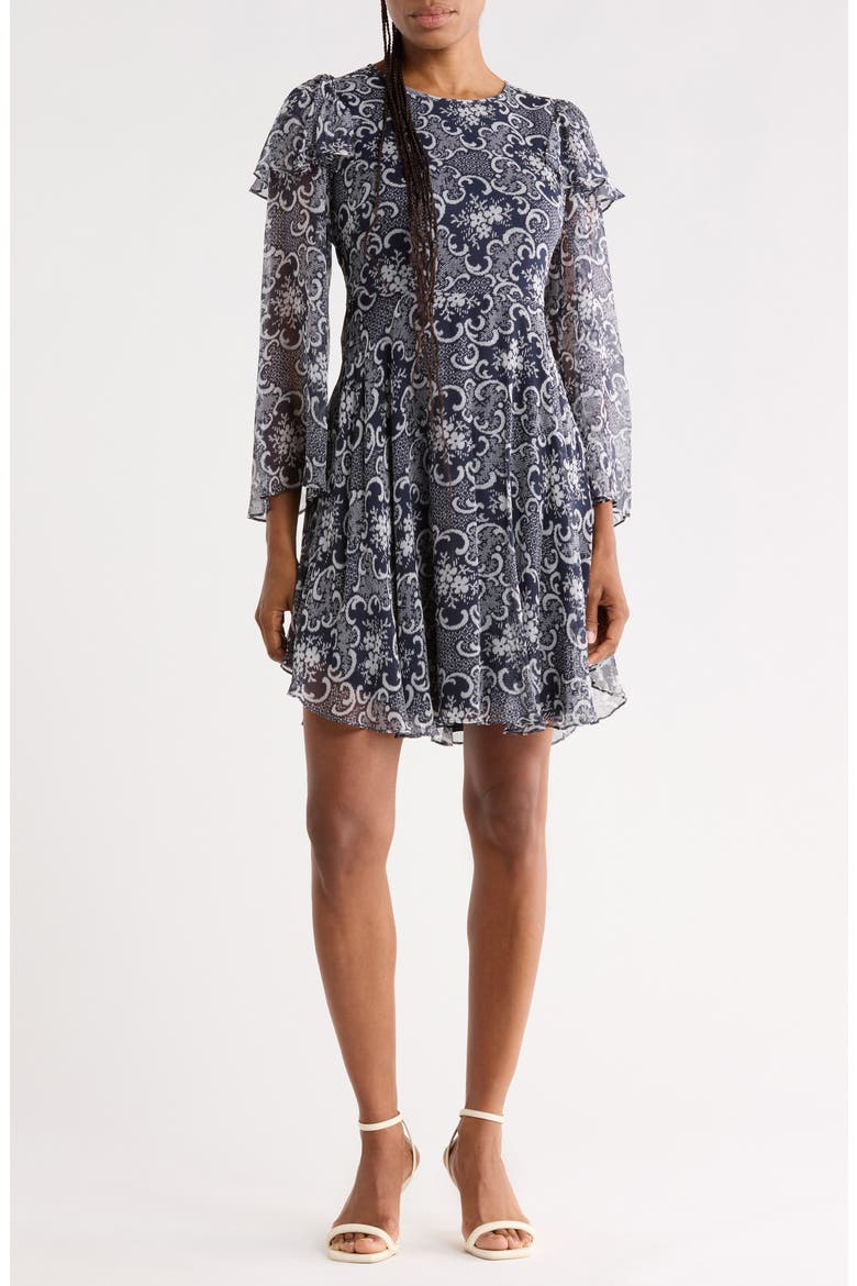 Rochelle Fleur Silk Minidress, Alternate, color, ROCHELLE FLEUR NAVY COMBO